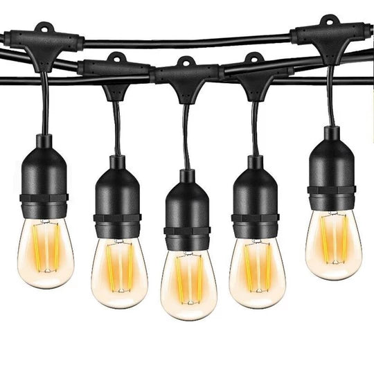 Ghirlanda luminoasa solara 2.5 metri cu 10 becuri E27 | Iluminat exterior decorativ interconectabil | Ideala pentru terasa si gradina