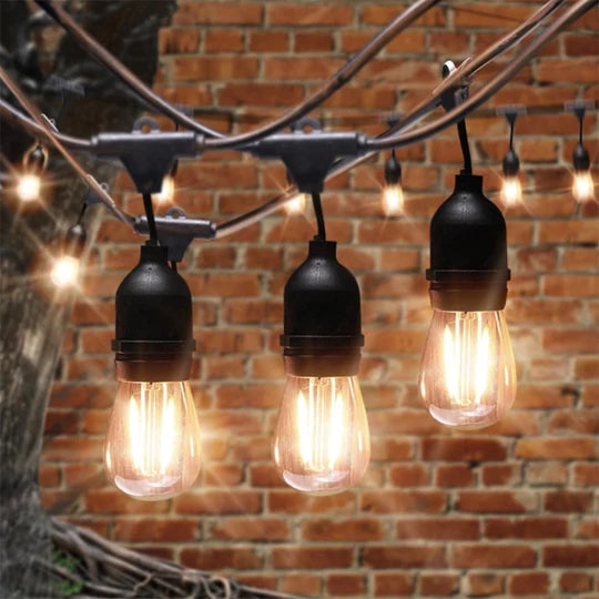 Ghirlanda luminoasa solara 2.5 metri cu 10 becuri E27 | Iluminat exterior decorativ interconectabil | Ideala pentru terasa si gradina