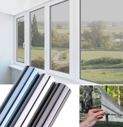 Folie reflexiva pentru geamuri interioare, cu efect de oglinda, protectie solara UV, 60x300 cm, Aden