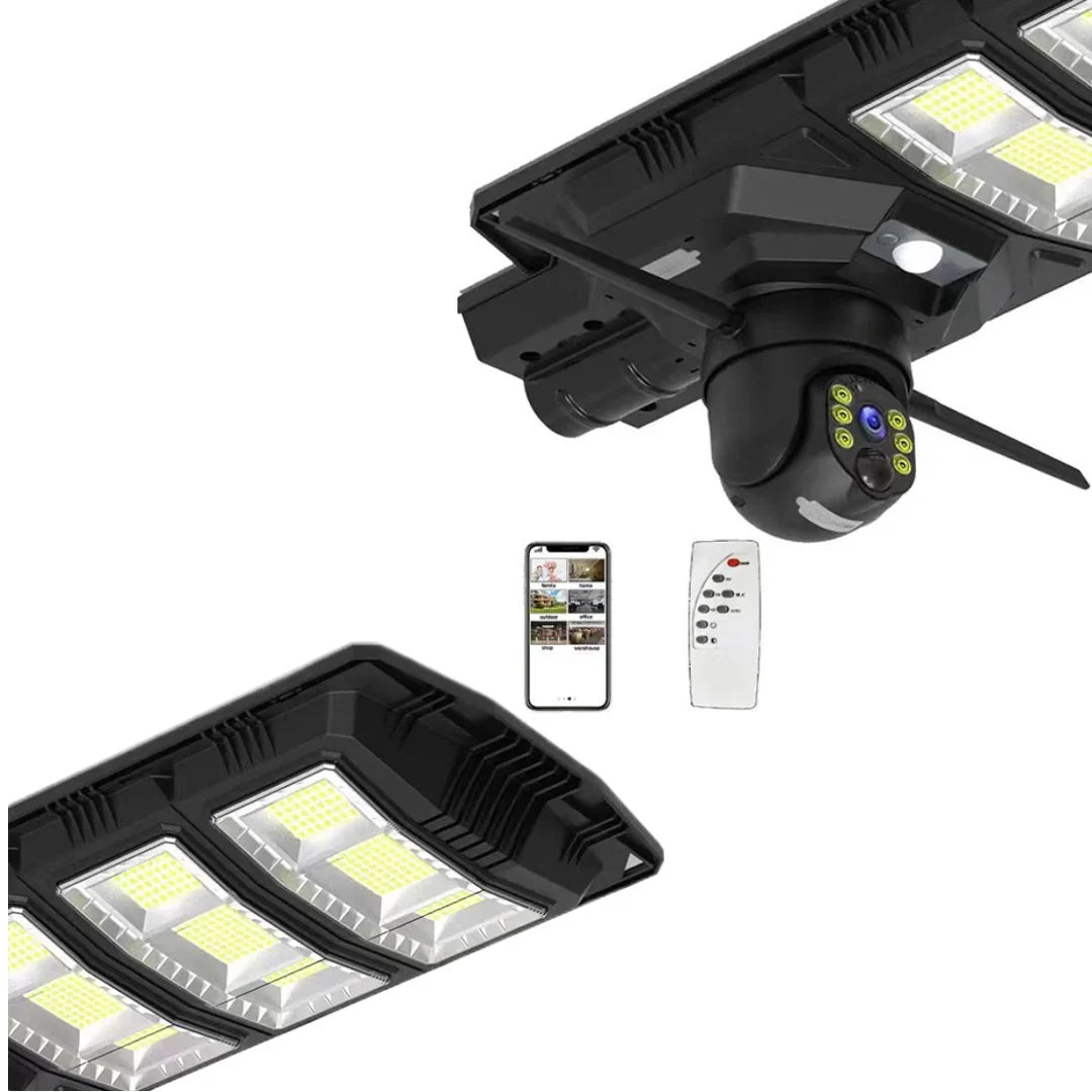 Lampa solara stradala LED, camera de supraveghere, Rotativa, 4G cu SIM, 300W