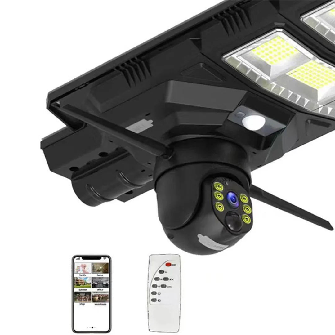 Lampa solara stradala LED, camera de supraveghere, Rotativa, 4G cu SIM, 300W