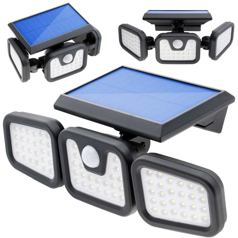 Proiector solar cu senzor 74 LED SMD 15W, IP65, lumina rece