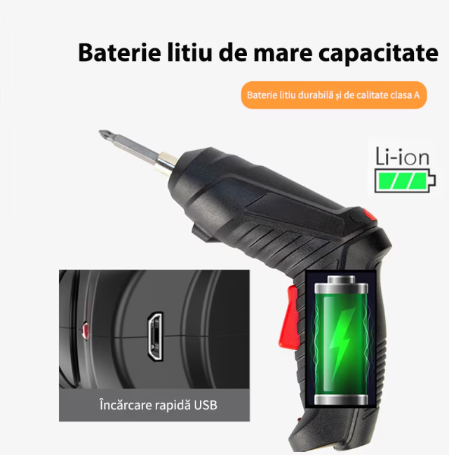 Set surubelnita electrica wireless, cuplu puternic, 90 ° deformare, wireless, rezistenta lunga, multifunctional, negru