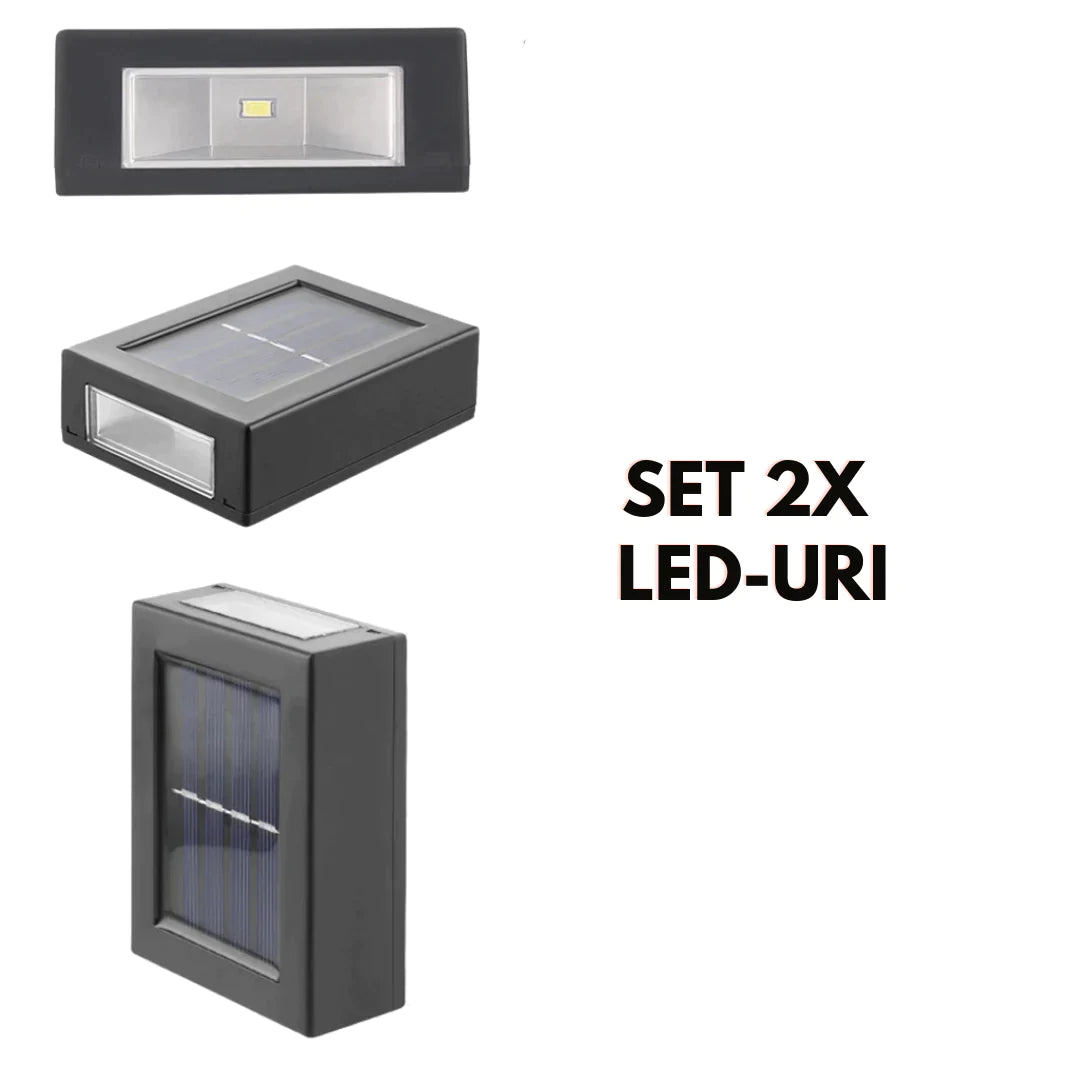 SET 4x LED-uri pentru perete cu incarcare solara LedBox LP-0024