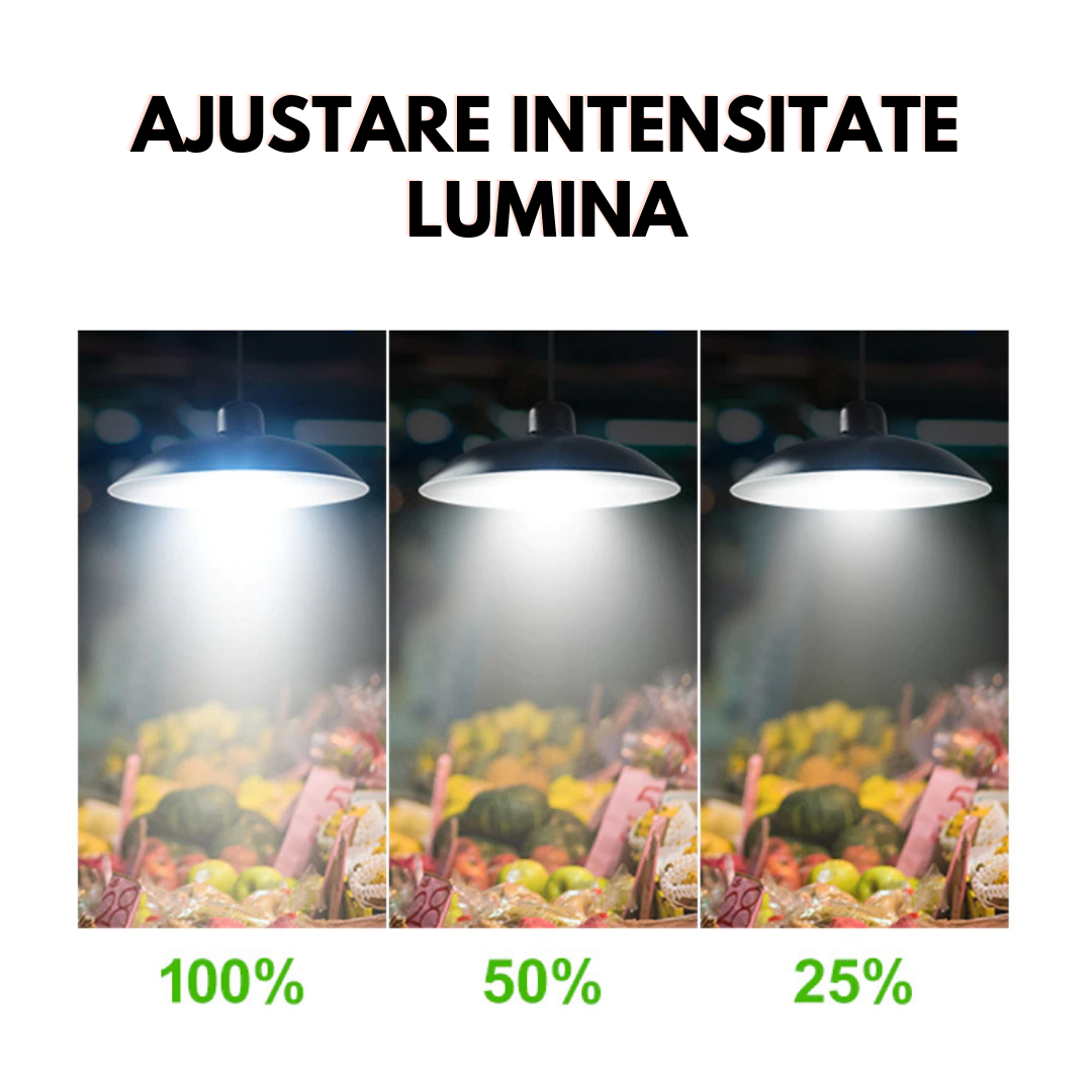 Lampa solara suspendata, cu panou incarcare solara si telecomanda de control